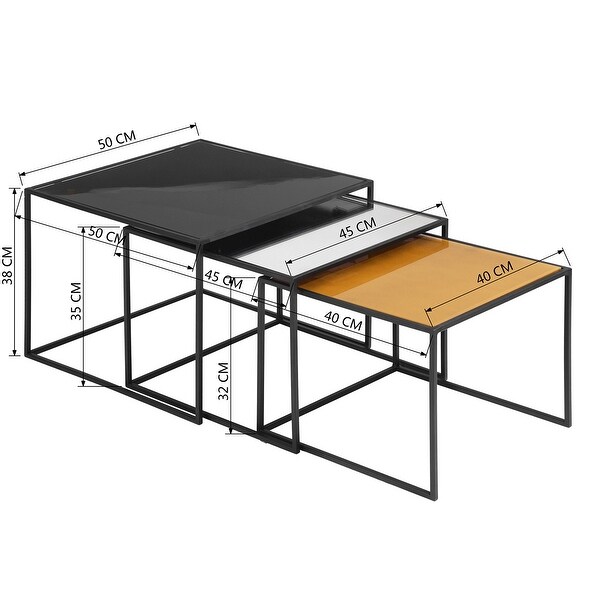 Homy Casa Set of three small modern nesting tables in different colours