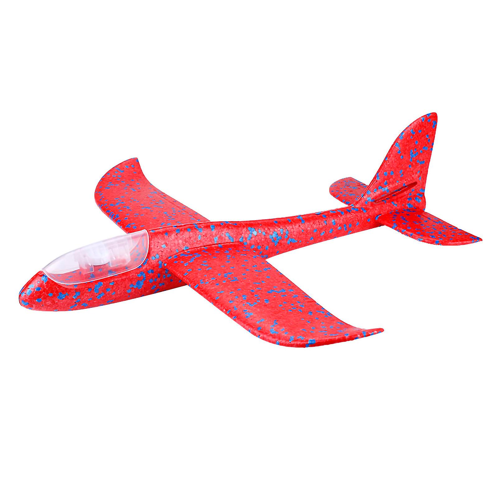 Flying Mini Throwing Glider Shiny Night Aircraft Toy Hand Launch Airplane Model(red)