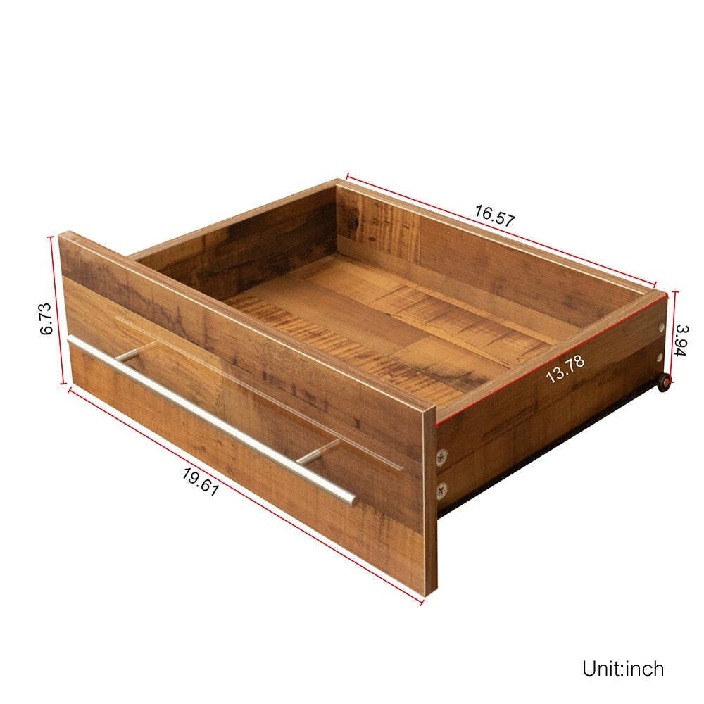 Mid century Modern Style TV Stand with 2 Drawers and LED Light