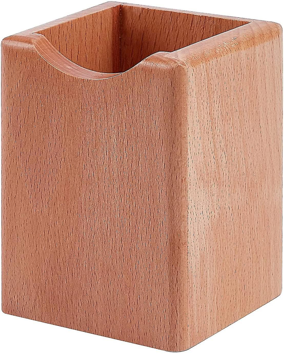 Natural Wood Desktop Pen Holder， Natural Grain Wood Pen Holder And Pencil Holder Cups， Large Square