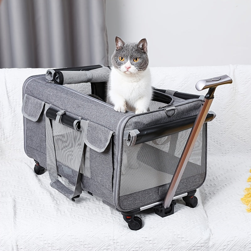 Portable Pet Carrier Bag， Pet Carrier Stroller For Small Medium Dogs and Cats， Outdoor Pet Trolley