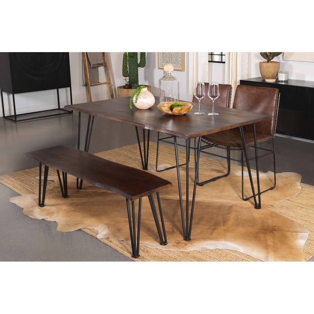 Coaster Furniture Topeka Live edge Dining Table Mango Cocoa and Gunmetal   60.00'' x 36.00'' x 30.00''