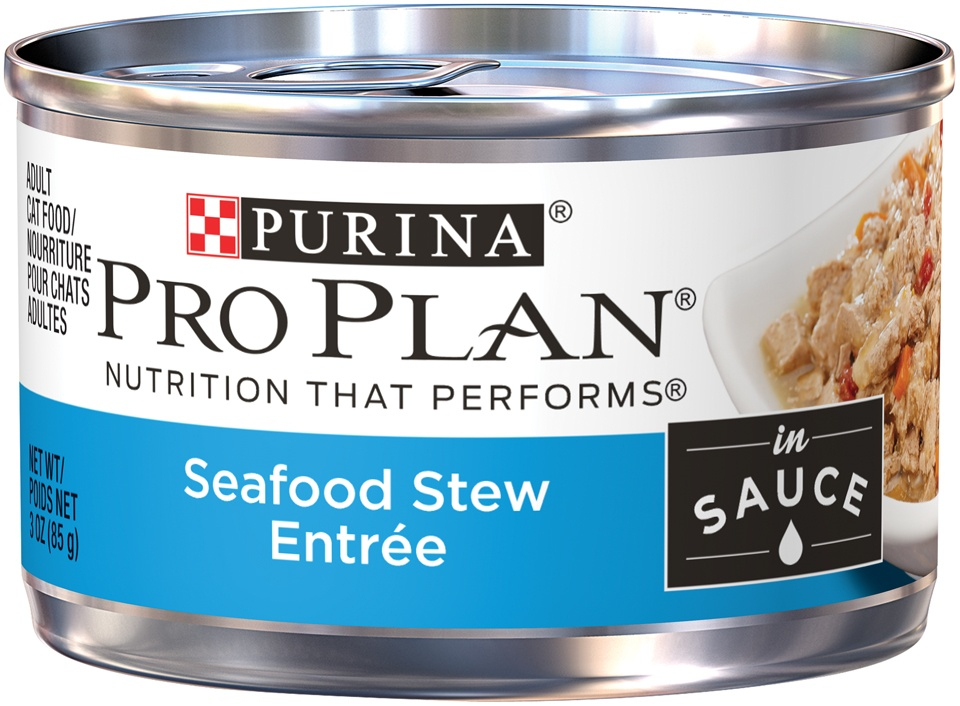 Purina Pro Plan Adult Seafood Stew Entree in Sauce Canned Cat Food 3-oz case of 24