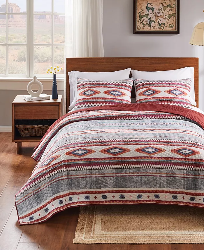 Greenland Home Fashions Kiva Southwestern Boho 3 Piece Quilt Set， Full Queen