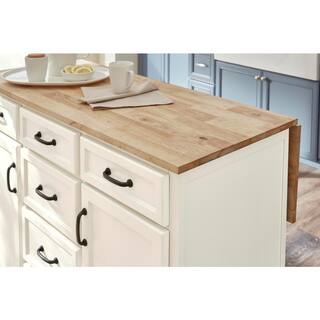 Home Decorators Collection Ivory Kitchen Island with Natural Butcher Block Top SK19304Er1-V