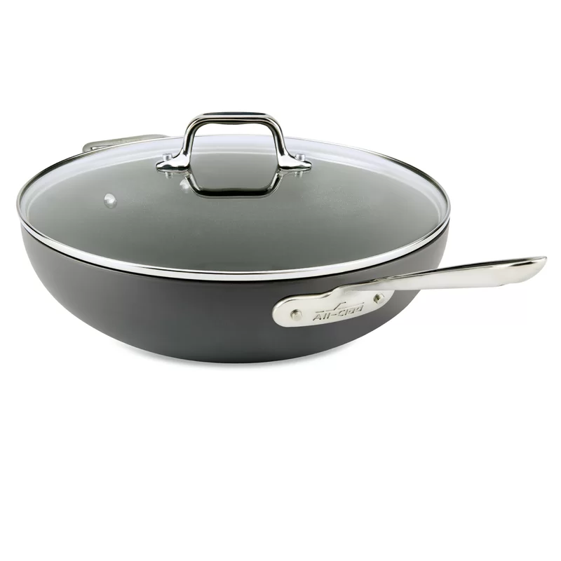 All-Clad E7859464 HA1 Hard Anodized Nonstick Dishwasher Safe PFOA Free Chefs Pan / Wok Cookware， 12-Inch， Black