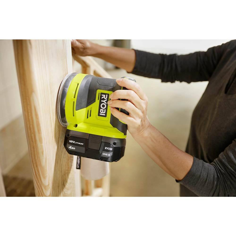 RYOBI ONE+ 18V Cordless 2-Tool Combo Kit w Random Orbit Sander and Corner Cat Finish Sander (Tools Only) w Sandpaper PCL406B-PCL416B-A21C901-A21701