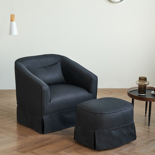 Swivel Barrel Chair With Ottoman，Swivel Accent Chairs Armchair for Living Room