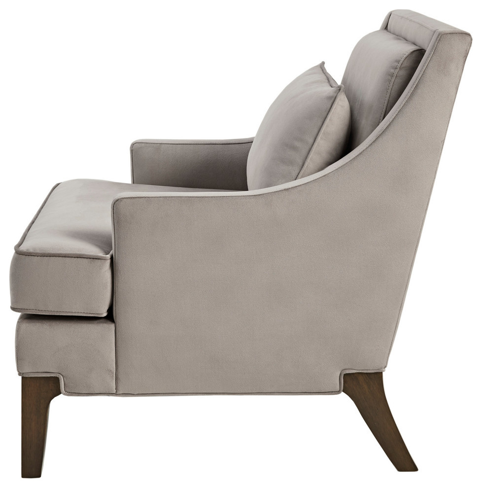 Martha Stewart Anna Velvet Lounge Chair with Included Lumbar Pillow  Grey   Contemporary   Armchairs And Accent Chairs   by Olliix  Houzz