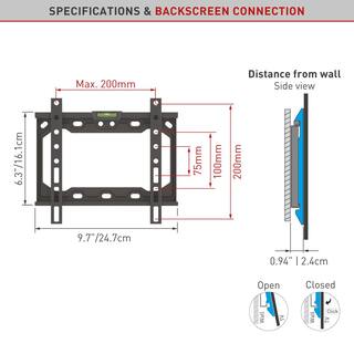 Barkan a Better Point of View Barkan 13 in to 39 in Fixed Flat TV Wall Mount up to 88 lbs E202+.B