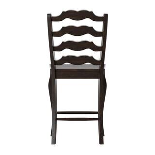 HomeSullivan Antique Black French Ladder Back Wood Counter Height Chair (Set of 2) 40530C1-24BK