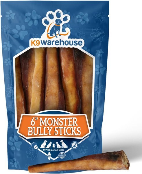 K9warehouse Monster 6-inch Bully Sticks Dog Treats