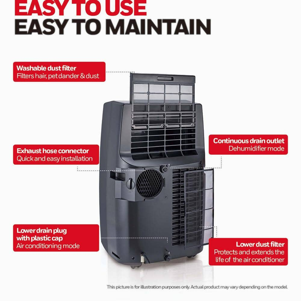 Honeywell 14000 BTU (10,000 BTU DOE) Portable Air Conditioner with Dehumidifier in Black MN4CFSBB0