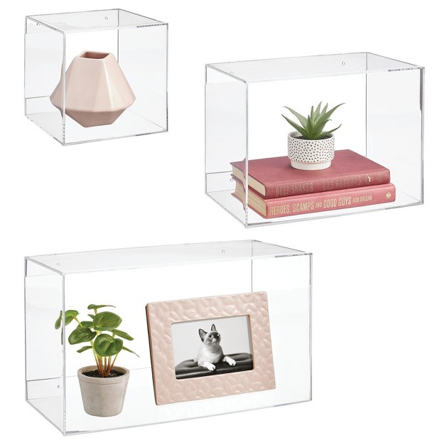 Mdesign Acrylic Floating Wall Mount Geometric Display Shelves Set Of 3