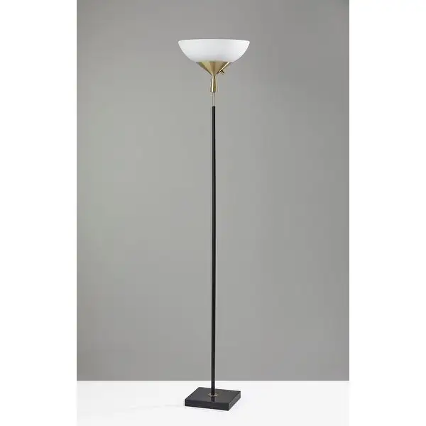 Adesso Noah Black and Antique Brass 300-watt Torchiere Lamp