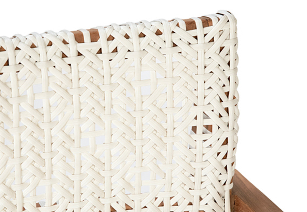 Teak and White Woven Dining Chair   Contemporary   Outdoor Dining Chairs   by Design Mix Furniture  Houzz