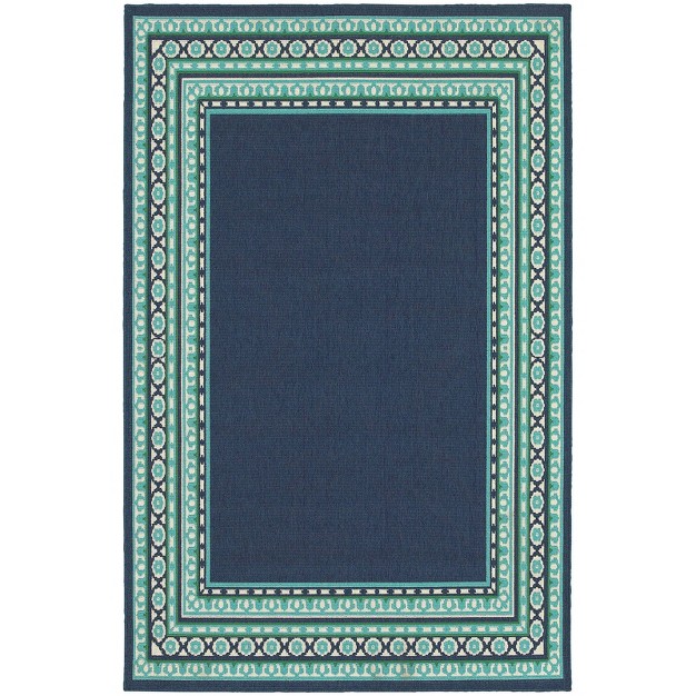 Marlowe Border Patio Rug Navy green