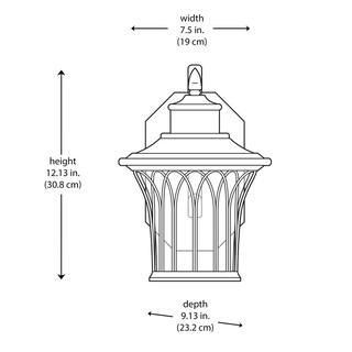 Home Decorators Collection Avia Falls Black Dusk to Dawn Small LED Outdoor Wall Light Fixture with Clear Water Glass LED-HD501 BK