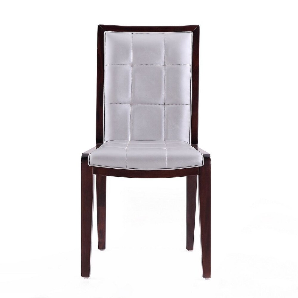 Executor Cream and Walnut Faux Leather Dining Chairs (Set of Two)