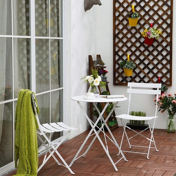 Outdoor Bistro Set with Garden Bistro Table and 2 Chairs，Portable Set