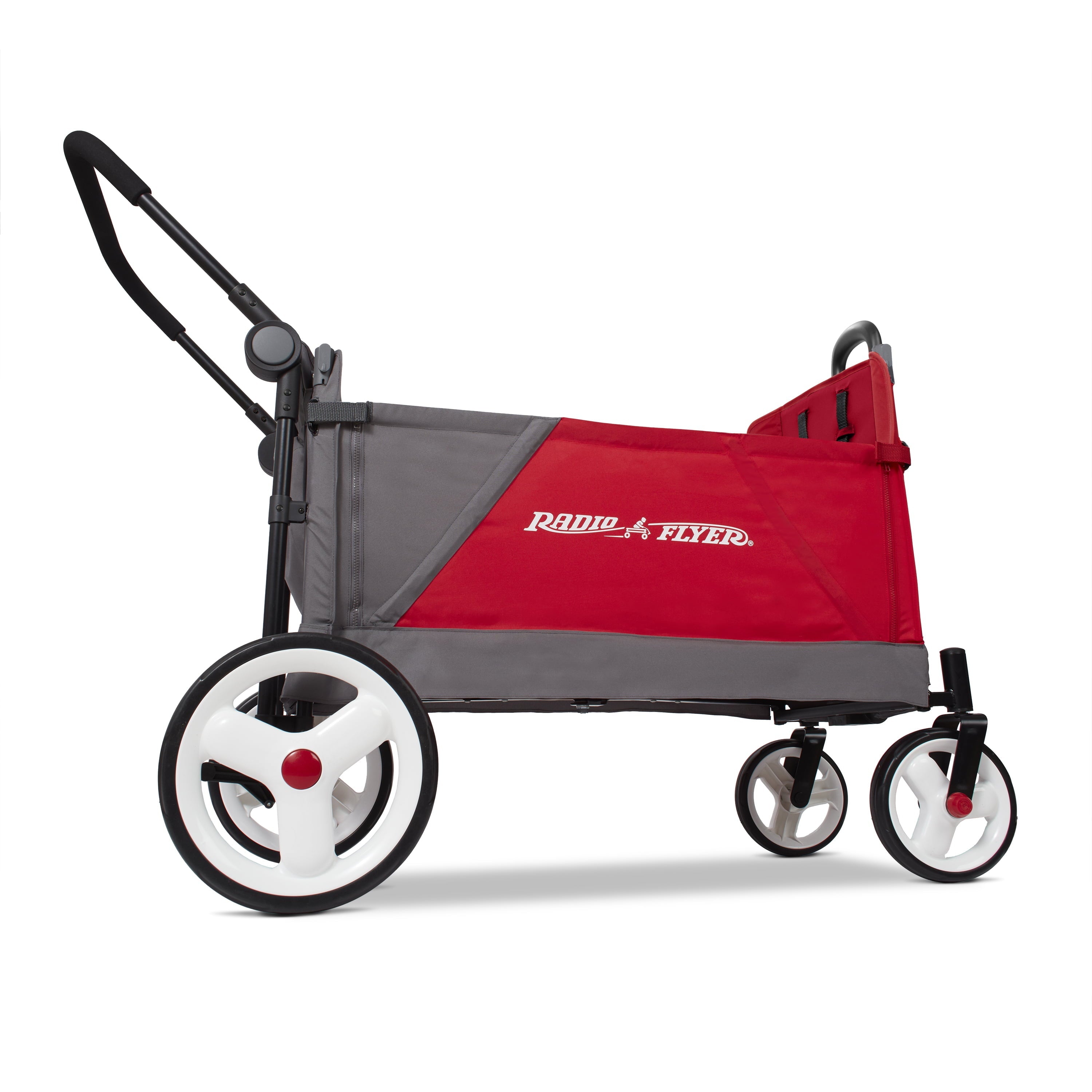 Radio Flyer, Discovery Stroll 'N Wagon with Canopies, Folding Wagon, Gray and Red