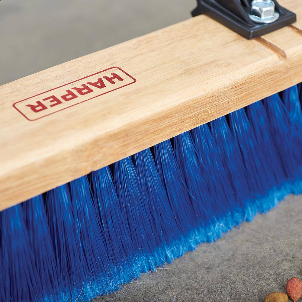 HARPER 24 in. All-Purpose HardwoodSteel Handle Push Broom for Dust and Gravel 20201044