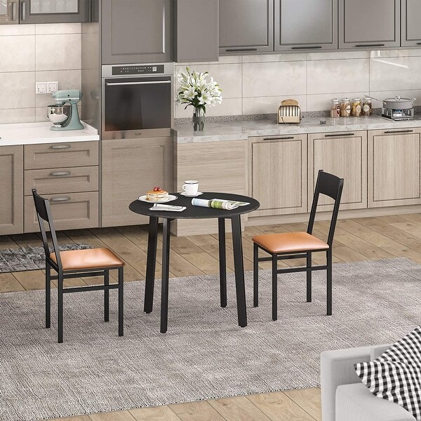 3-Piece Dining Table Set with 2 Cushioned Chairs for Kitchen Apartment