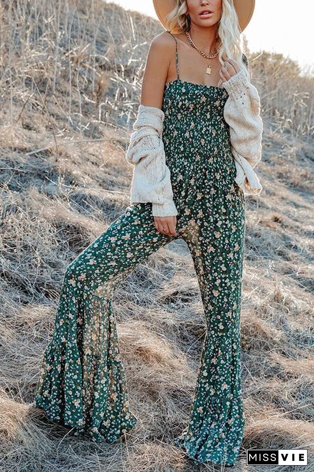 Floral Print Flares Slip Jumpsuit