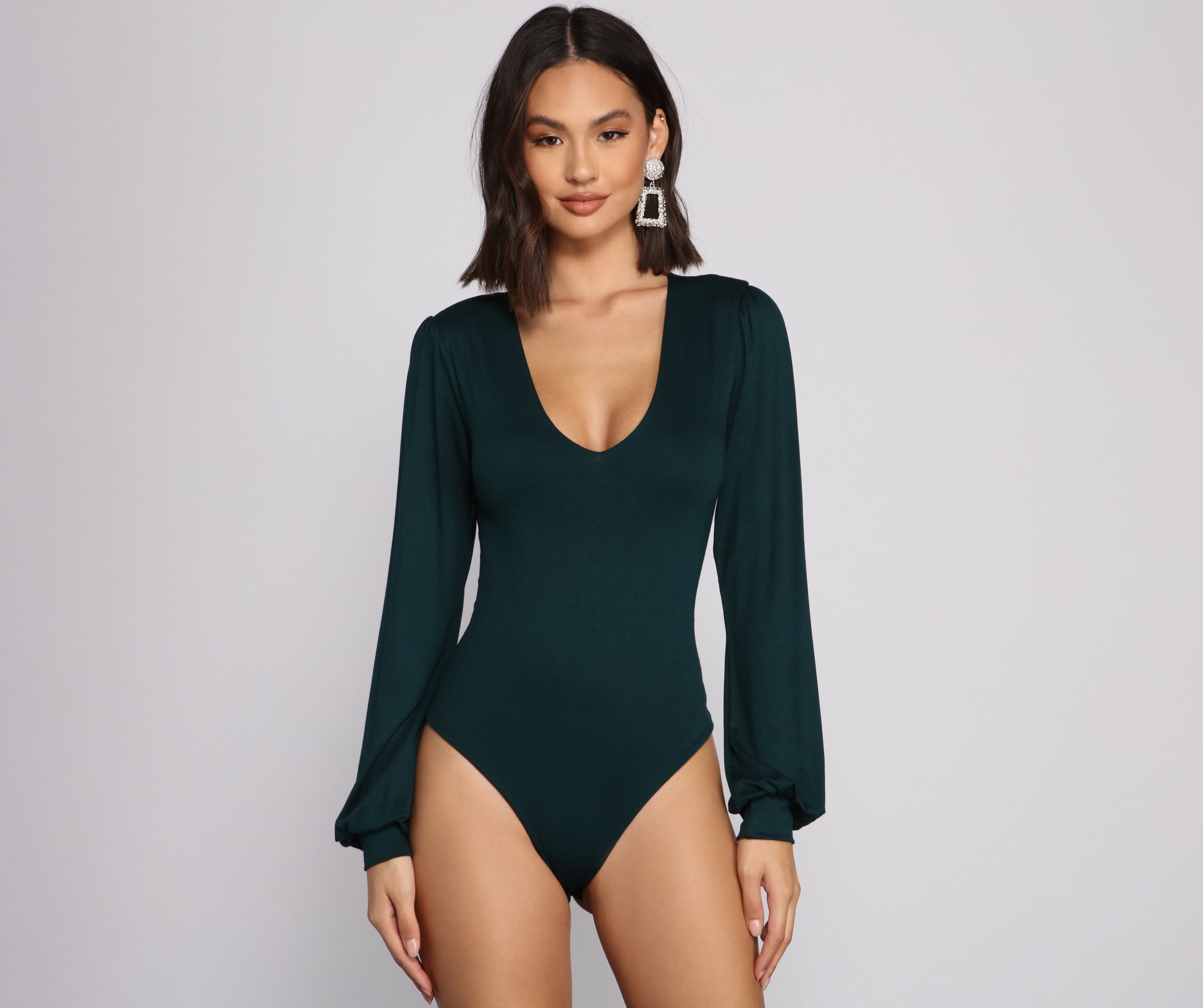 Bishop Sleeve V Neck Bodysuit