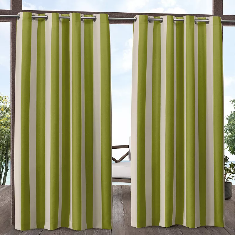 Exclusive Home 2-pack Canopy Stripe Indoor/Outdoor Curtains