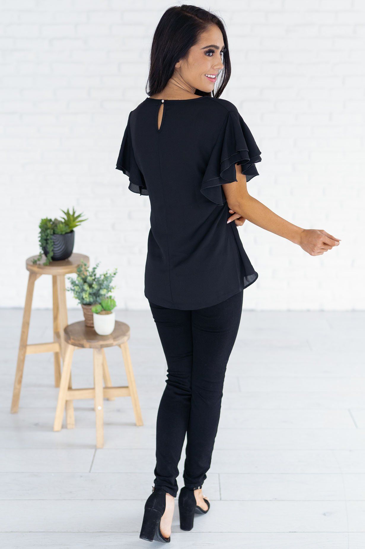 Class Act Modest Flutter Blouse