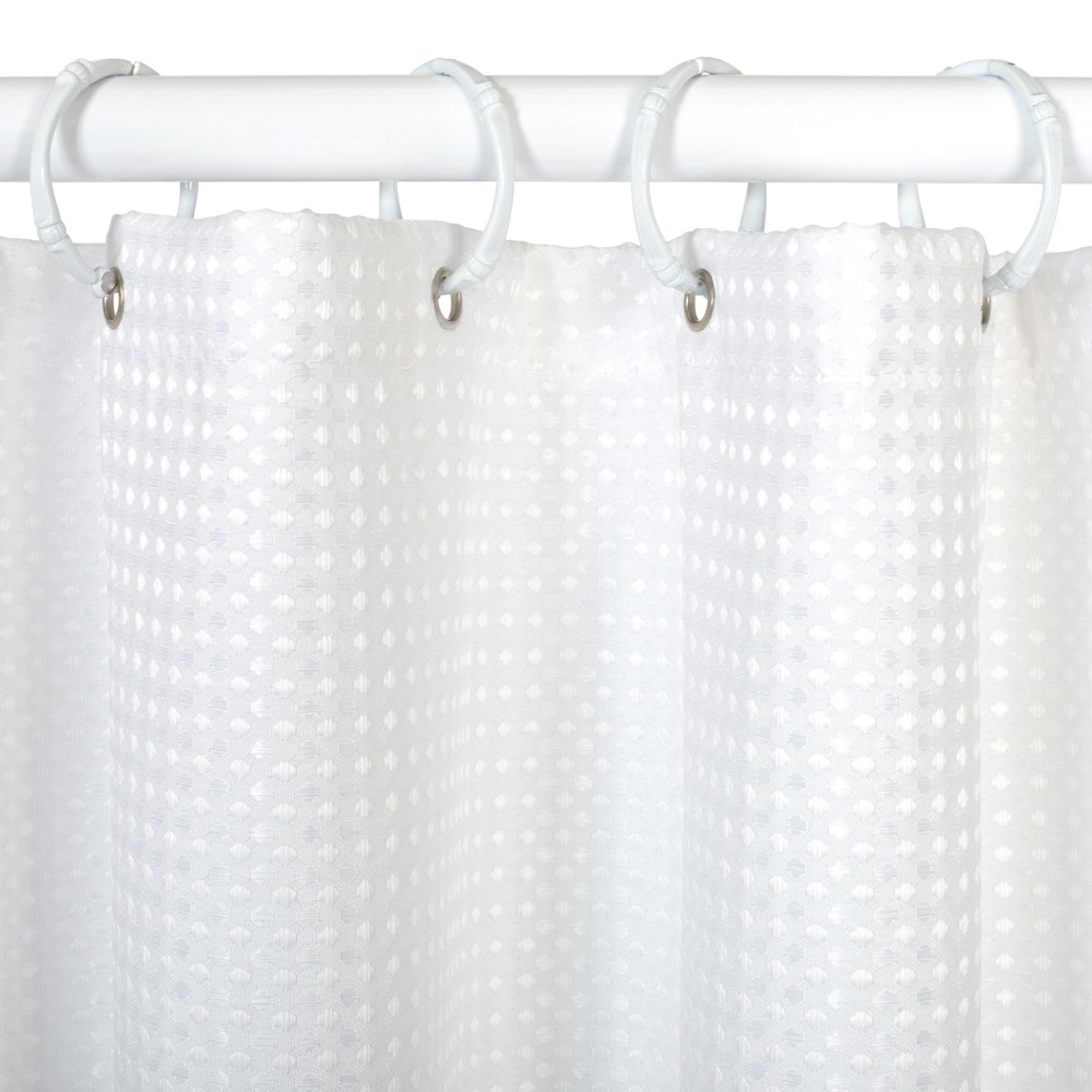 Zenith White Polyester Waffle Weave Shower Curtain Liner