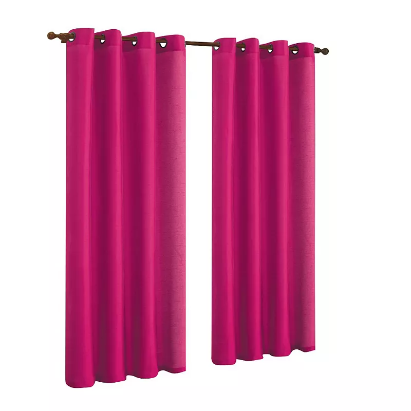 JandV TEXTILES Solid Grommet Faux Silk Window Curtain Drapes Treatment in 84 Length- Set of 2