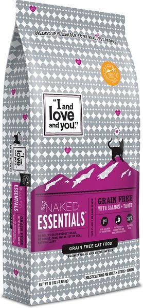 I and Love and You Naked Essentials Salmon and Trout Recipe Dry Cat Food， 11-lb bag