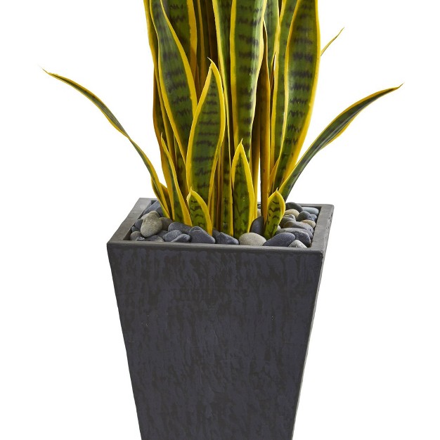 X 12 Artificial Sansevieria Plant In Slate Planter Gray - Nearly Natural