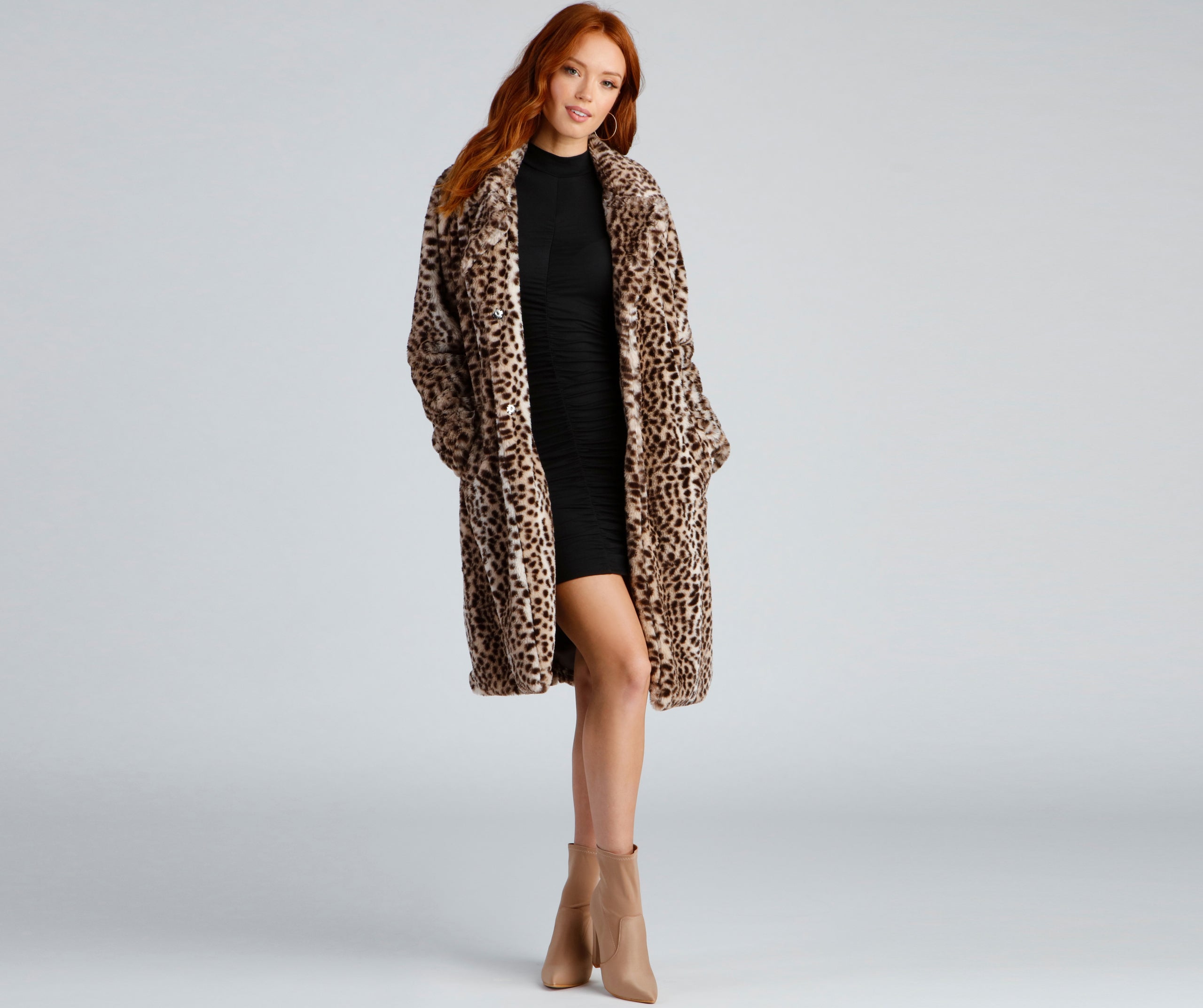 Spotted In Glamour Faux Fur Leopard Coat