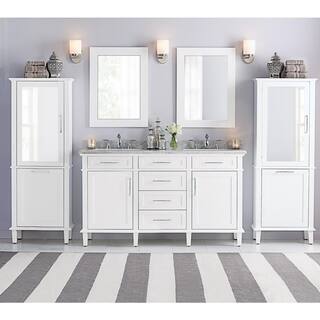 Home Decorators Collection 22 in. W x 30 in. H Framed Rectangular Bathroom Vanity Mirror in White 8106500410