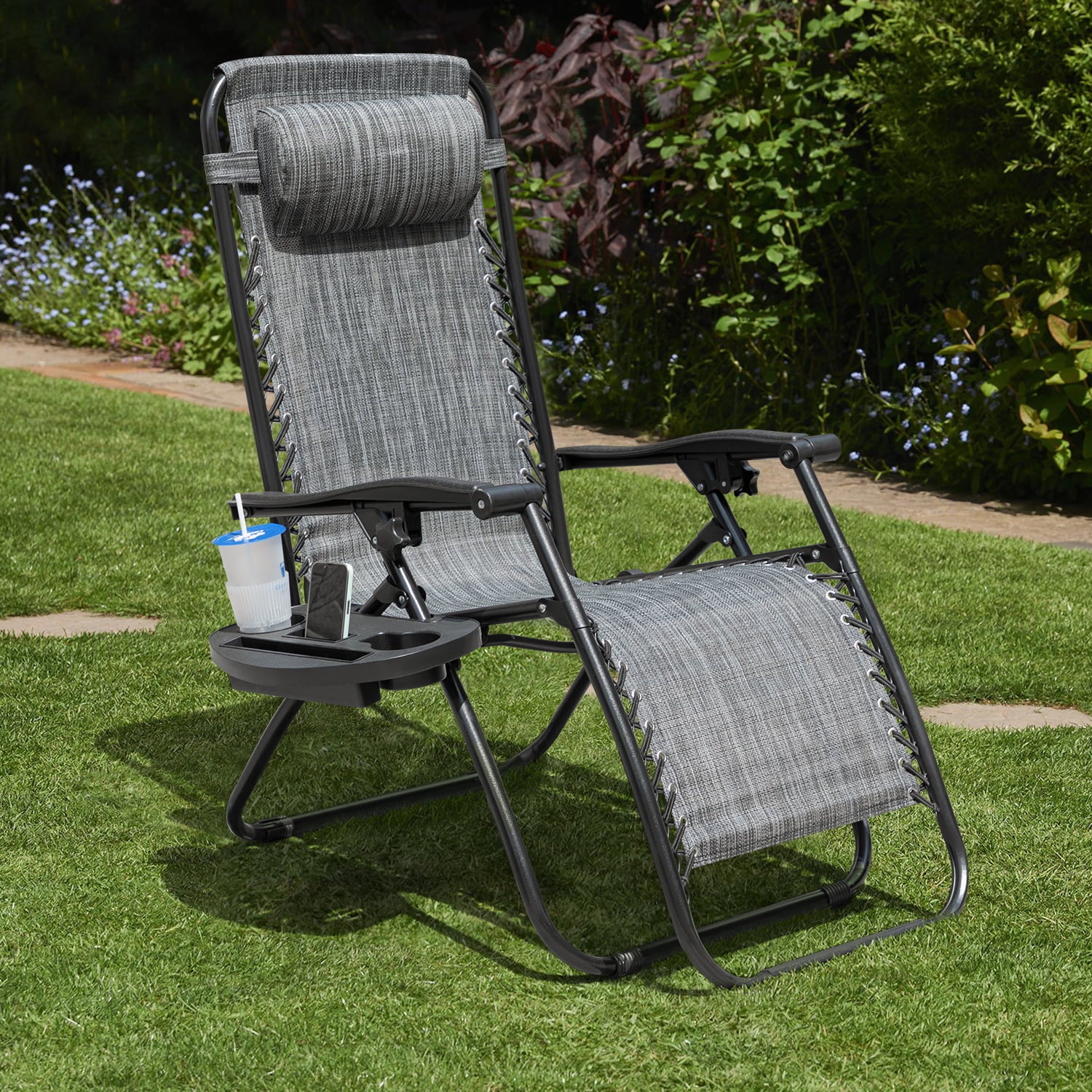 Lacoo Patio Zero Gravity Chair Textilene Fabric Pack of 2, Double Gray