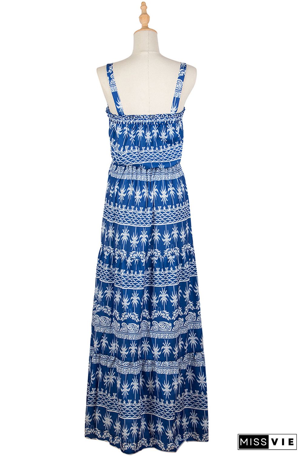 Blue Floral Print Maxi Dress Wholesale