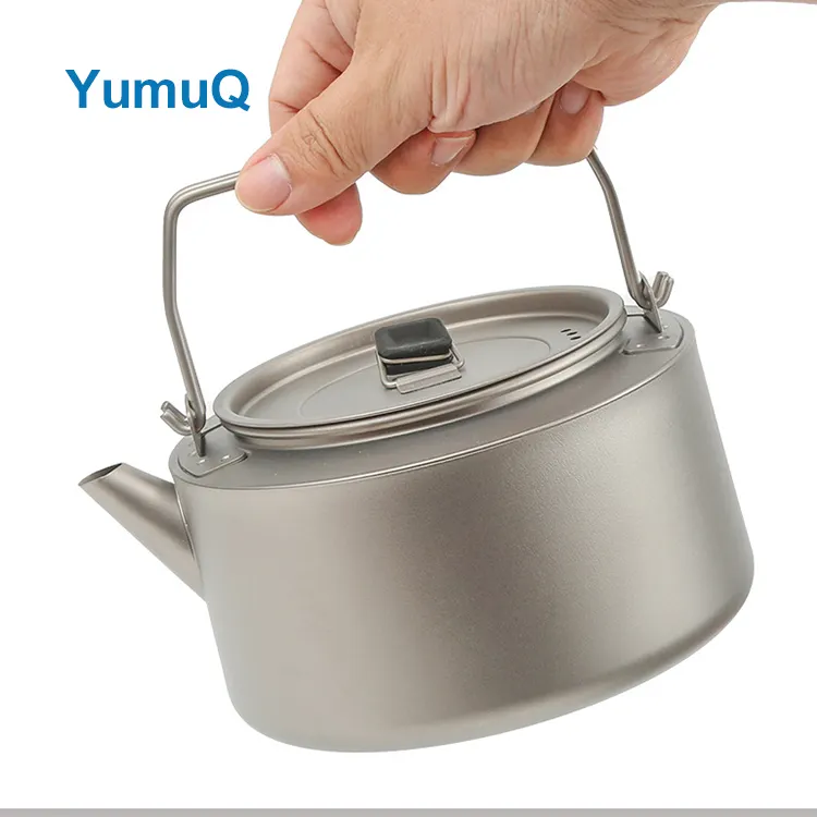 YumuQ 15cm x 7.6cm 1L New Style Titanium Luxury Foldable Camping Equipment Kettle For Home Hiking Backpacking