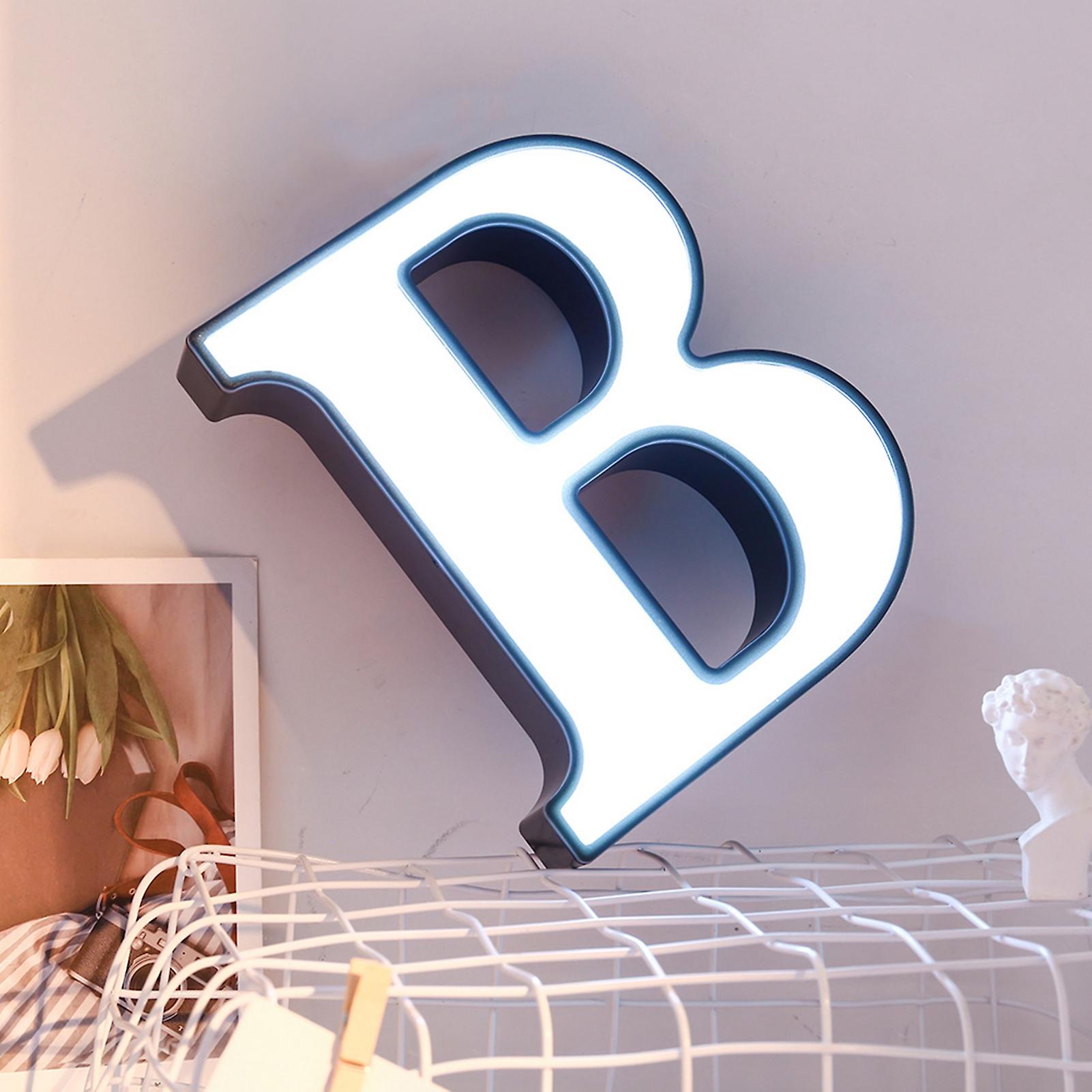 Plastic LED 26 English Alphabet Night Lamp Letter Shape Decoration Light for Birthday Propose ConfessionB White Light