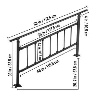 VEVOR Outdoor Stair Railing Fits for 3 to 4 Steps Adjustable Exterior Stair Railing Wrought Iron Handrail TZFGZXSLZFSD4JWFNV0