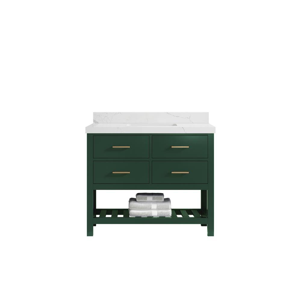 Willow Collections Parker 42 in. W x 22 in. D x 36 in. H Bath Vanity in Lafayette Green with 2 in. Calacatta Quartz Top PRK_LGN_CA_LZ_42