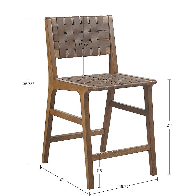 INK+IVY Oslo Faux Leather Woven Counter Stool