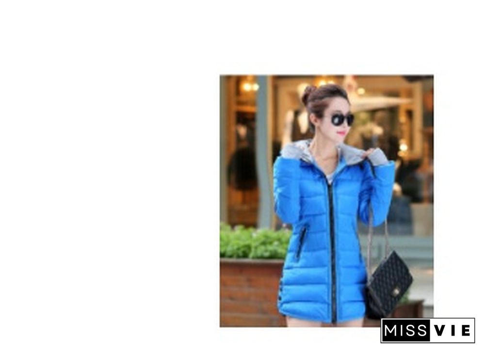 Fall/winter Women's Down and Down Padded Jacket Slim Mid-length Warm Padded Jacket with Hooded Gloves