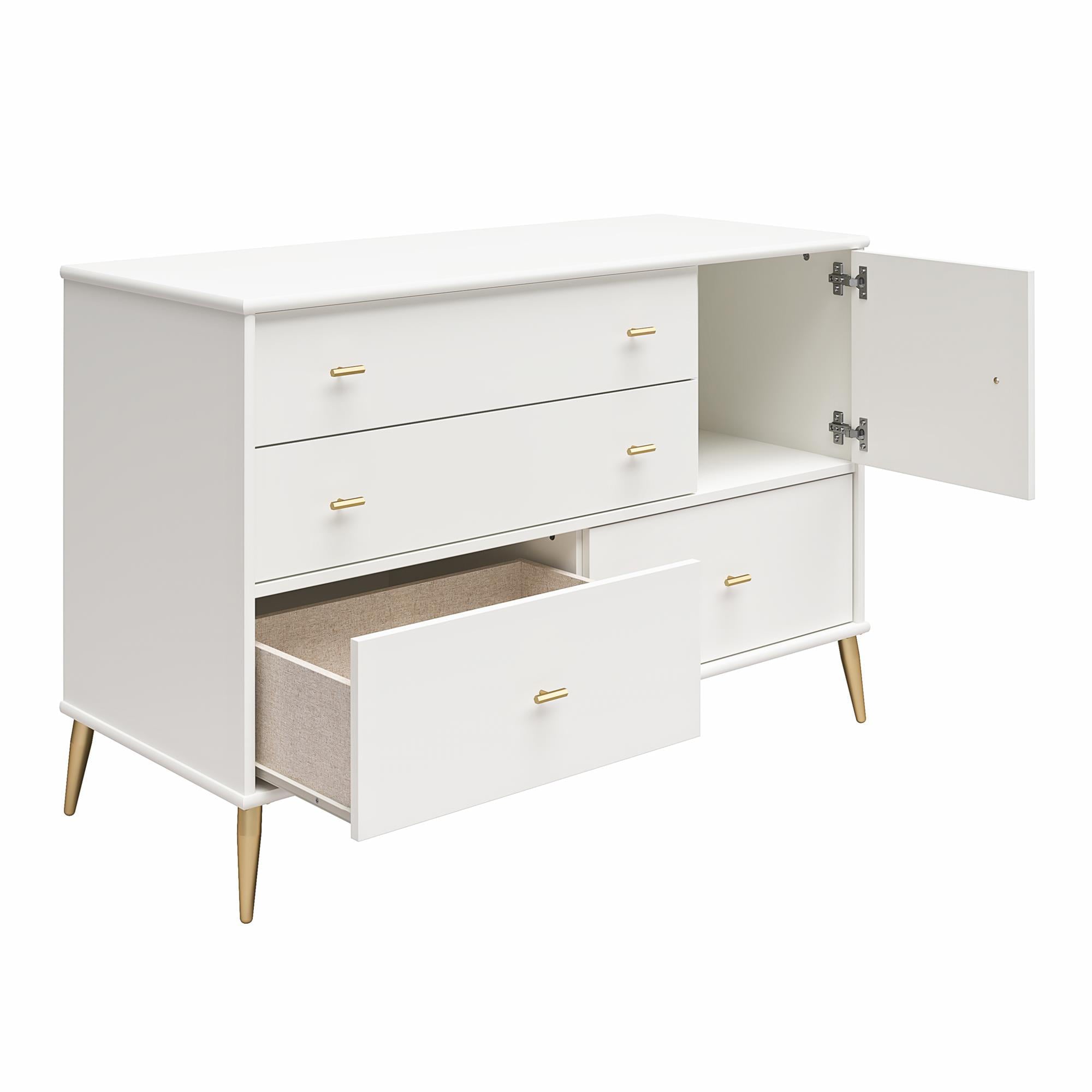 Little Seeds Valentina Asymmetrical 4 Drawer / 1 Door Convertible Dresser, White