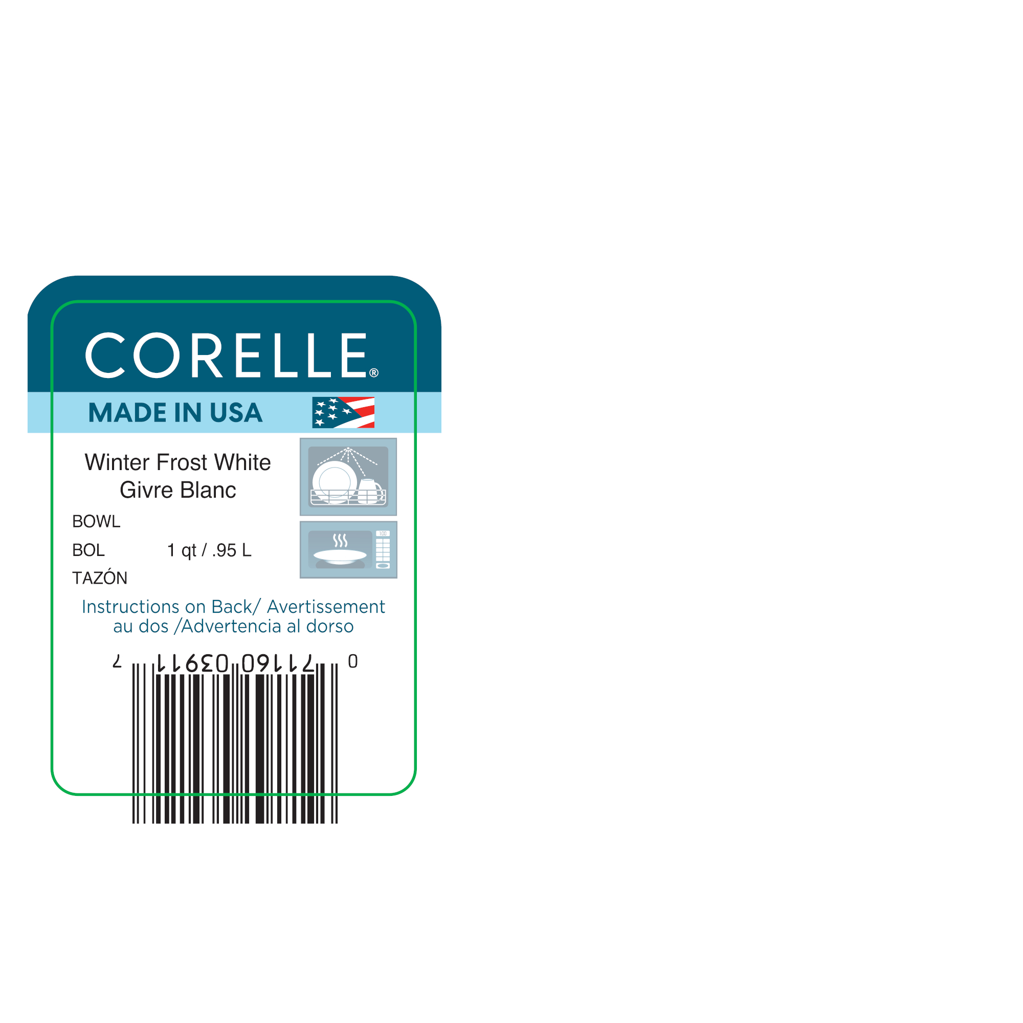 Corelle®- Winter Frost White， Round Serving Bowl， 1-Quart