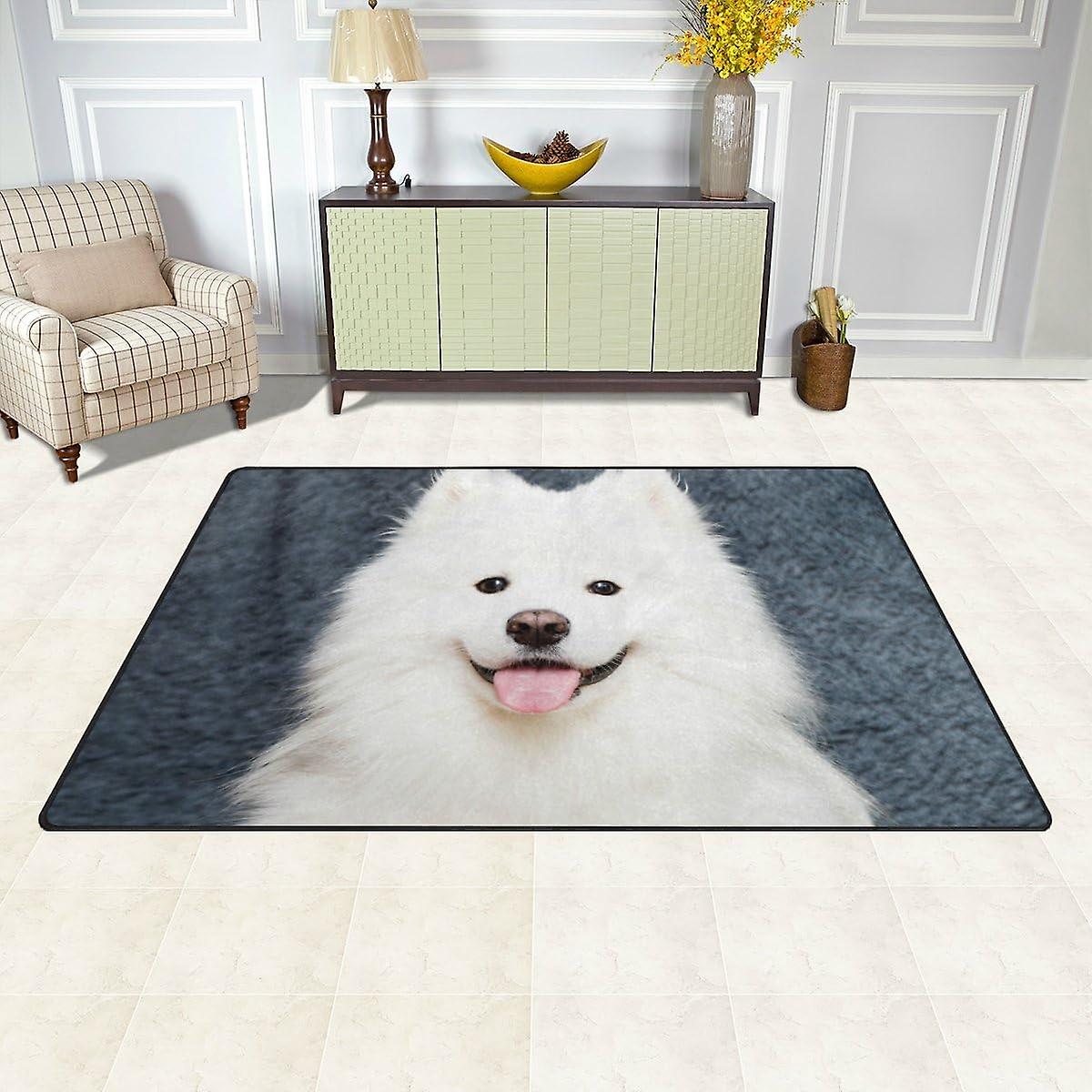 Colourlife Lightweight Carpet Mats Area Soft Rugs Floor Mat Doormat Decoration For Rooms Entrance 31 X 20 Inches Samoyed Dog Sitting