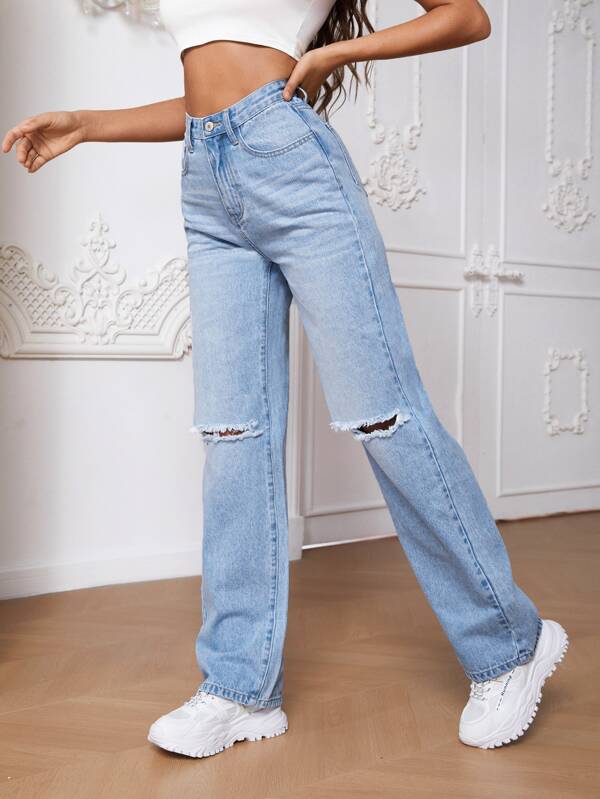 Tall Ripped Straight Leg Jeans