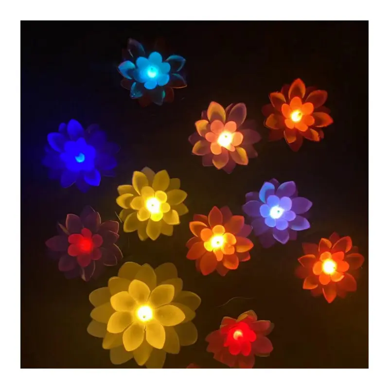 Outdoor Garden Decoration Waterproof Floating Candle Flameless Candle Light nice Festival Lamp Lotus LED Candle